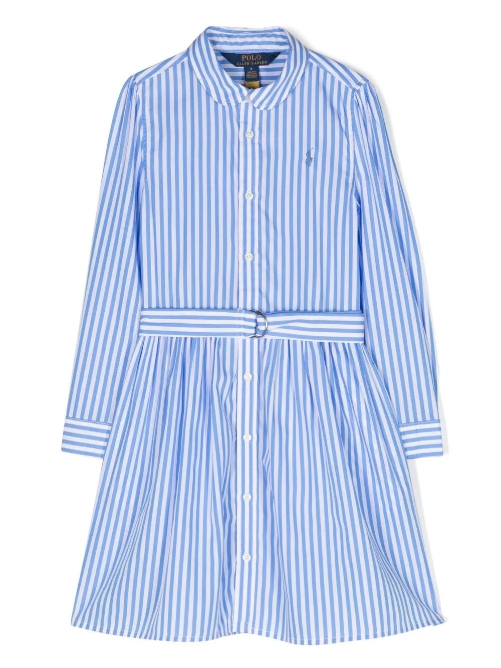 Polo Ralph Lauren Shirt Dress Girl 16 Blue Striped Embroidered Logo Button Front